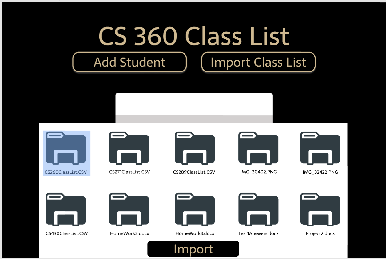 
Selecting a file to import