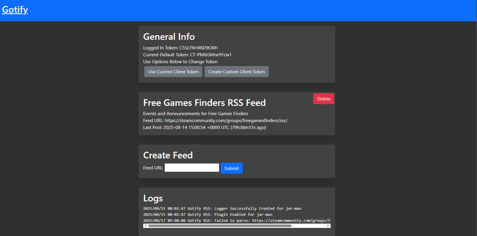 Configuration Screen for Simple Feeds
Configuration Screen for Simple Feeds